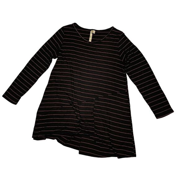 Comfy USA Striped Top Brown Size Small Asymmetrical Casual - Picture 1 of 6